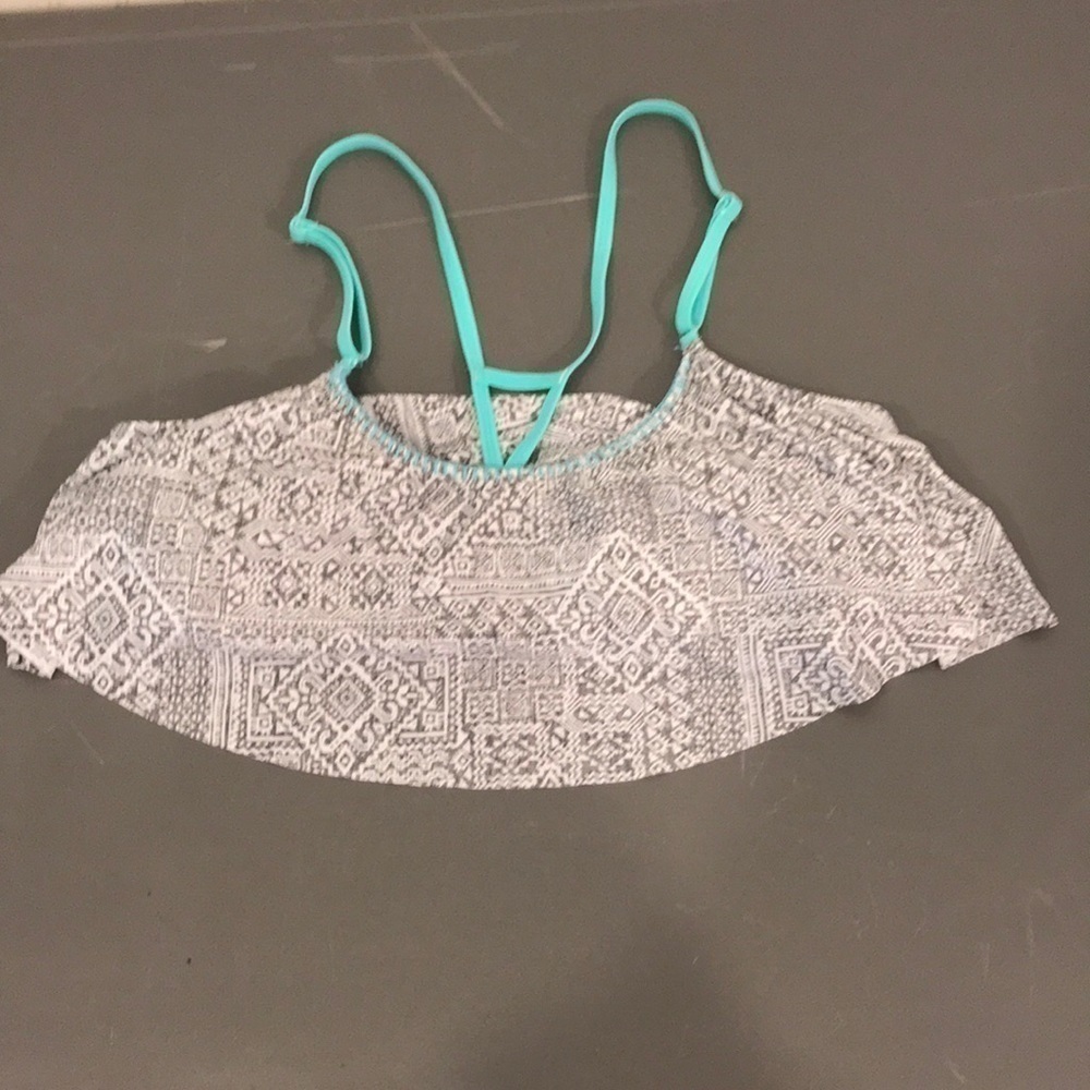O’rageous Aztec Grey/white/teal bikini top size XL